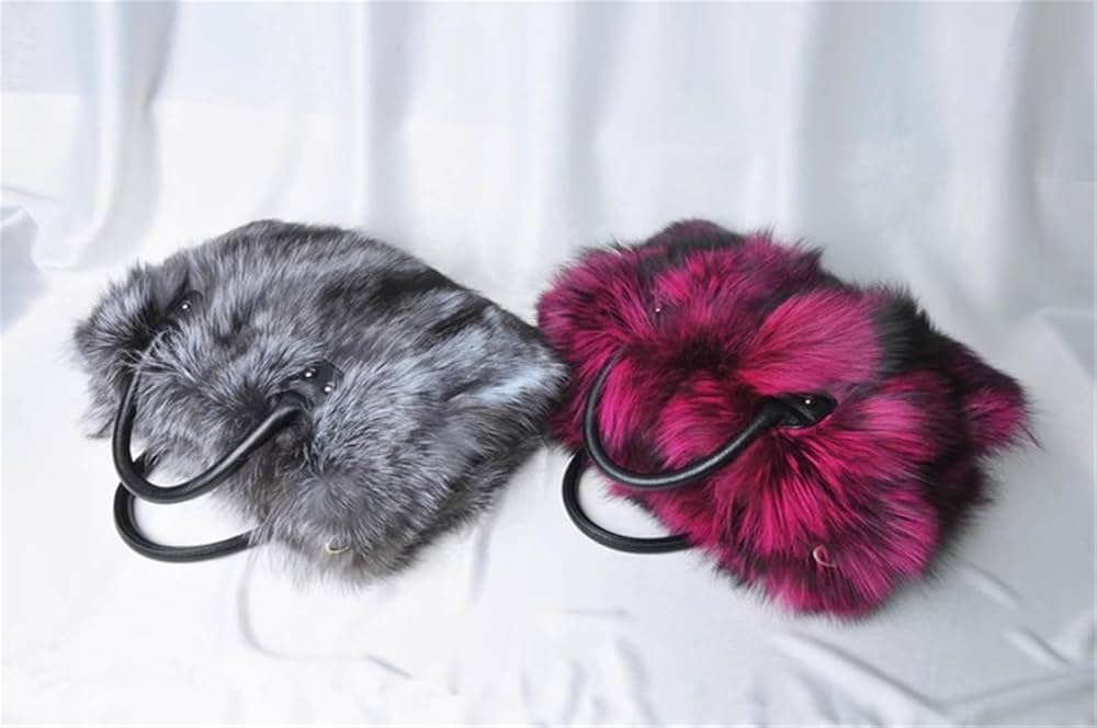 バッグ Real fur shoulder bag Amazon.com: FURINFASHION BA-31 Real Fox Fur Handbag For
