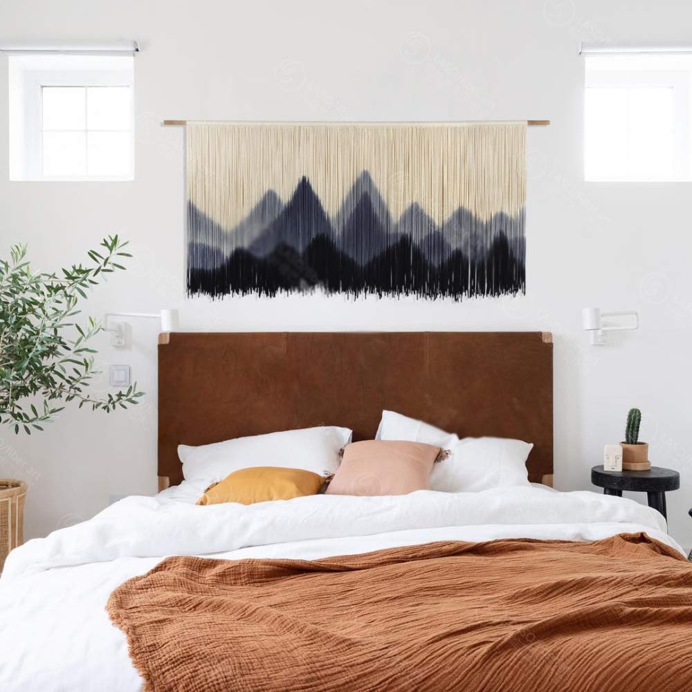 Tapiz Grande de macramé para Colgar en la Pared, Tejido a Mano, decoración Colgante, Ceremonia de la casa (Verde, 120x70cm)