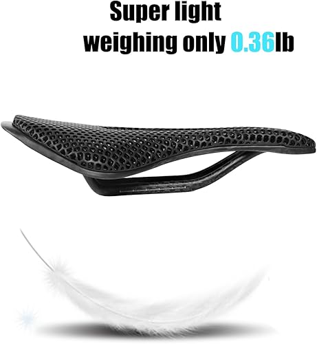 Miniatura 6 de Sillín de bicicleta de fibra de carbono impreso en 3D, transpirable, impermeable, ligero, unisex, asiento acolchado para BMX, MTB y carretera negro