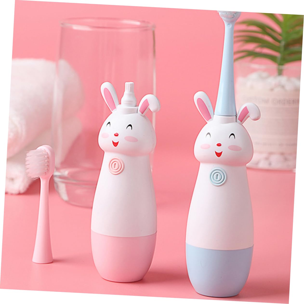 Gatuida 3 Juegos Cepillo de Dientes Eléctrico Infantil con Vibración Sónica Diseño de Dibujos Animados Cabezales Suaves Reemplazables Color Rosa con Recambios para Niñas