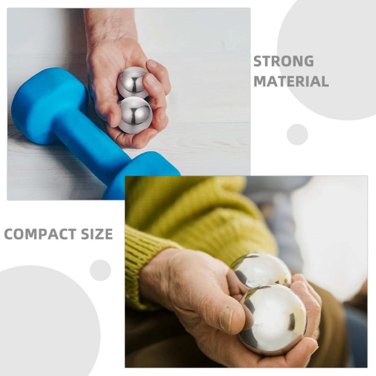 BESPORTBLE Mini Muskelmassagegerät 70mm Edelstahl Massageball 1 Paar Handgymnastikball für Wellness und Business Trips