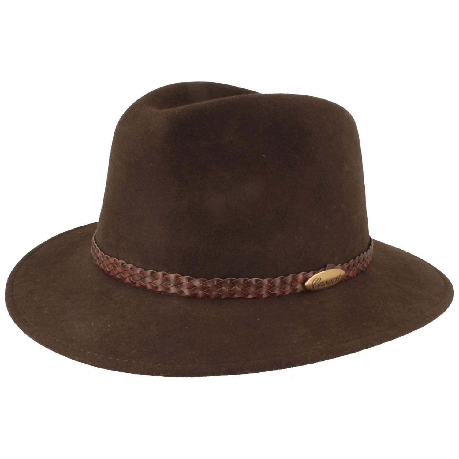Breiter Cappello in Feltro per attività all'aperto, da Trekking, in 100% Lana, Impermeabile e Pieghevole, con Rivestimento in Pelle, per Uomo e Donna