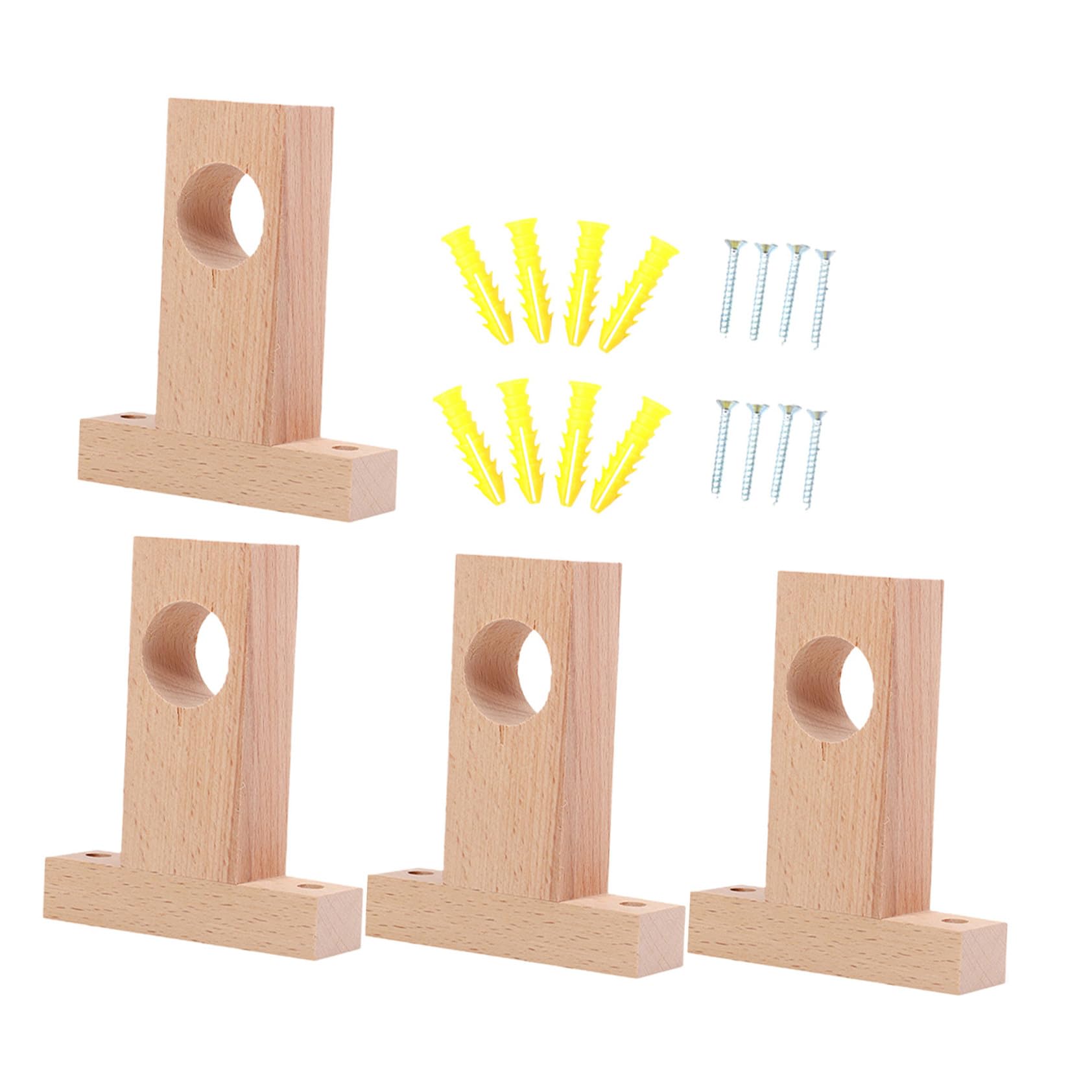 4 Pezzi Staffe per Tende in Legno per Bastoni da Parete 2,5cm e 3cm, Supporti Robusti per Aste da Tendaggi, Accessori per Montaggio Domestico Bordo Liscio Sicuro
