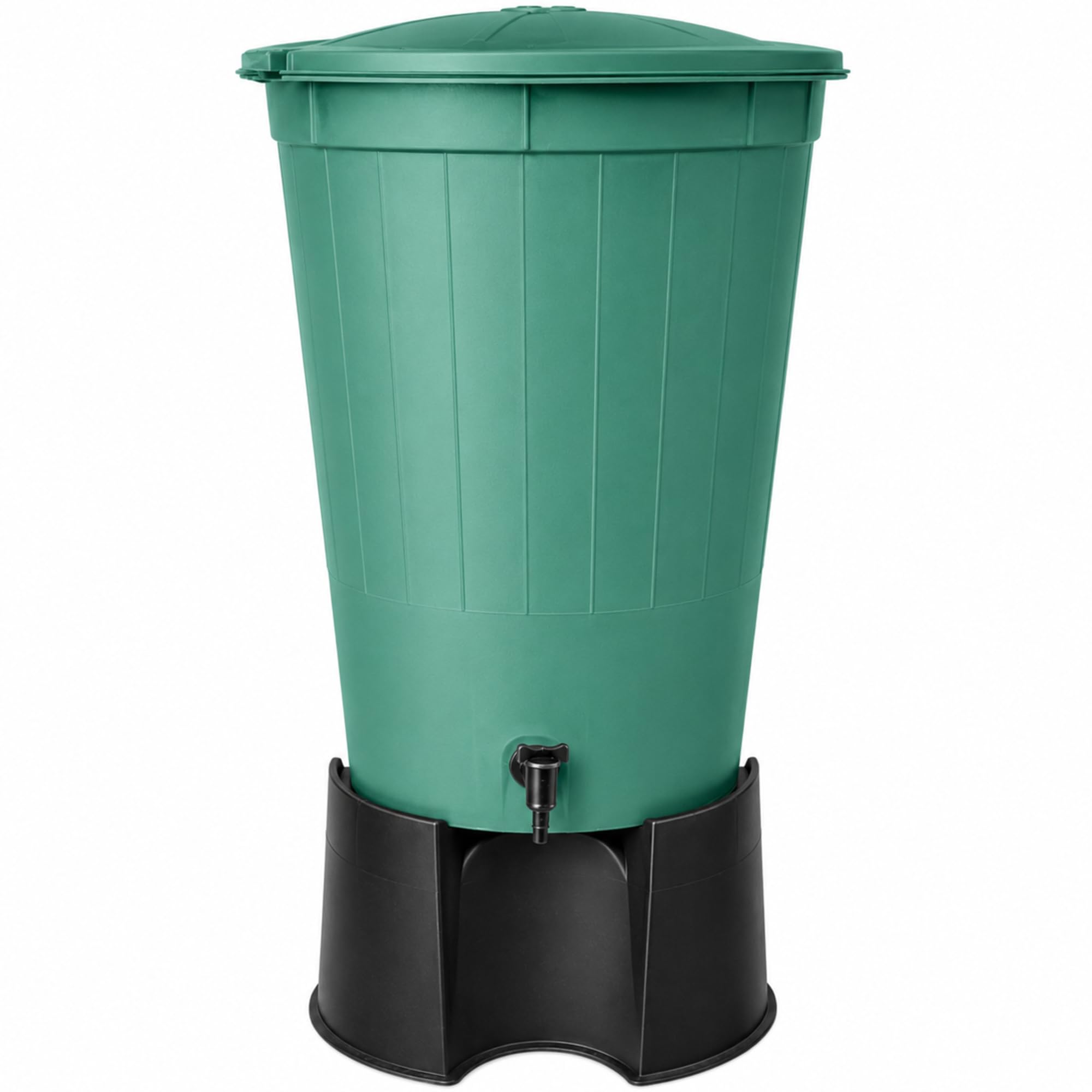 200 Litre Water Butt Kit with Stand, Lid & Tap – UK Made Large Garden Rainwater Storage Tank, Durable Plastic Barrel for Outdoor Water Collection - Green