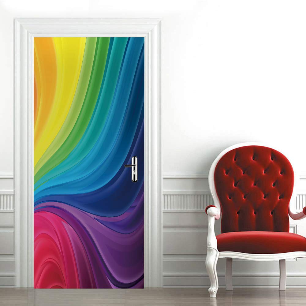 Trompe l'oeil sticker poster porte 3D pour agrandir une salle de bain