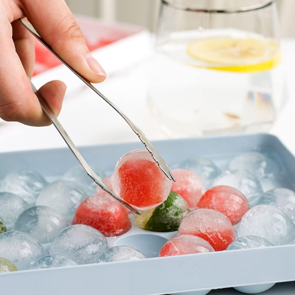 Ice Cube Mold, Large Capacity Ice Tray, Household Freezer Ice Box, Refrigerator Freezer Ice Cube Mold W/Lid (Blue)