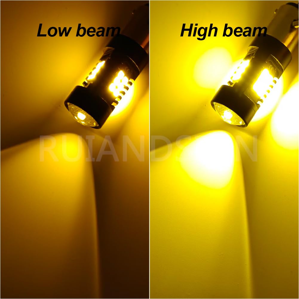 Ruiandsion Lot de 2 ampoules LED BAZ15D 12-24V 2835 21SMD super lumineuses rouges ampoule LED pour feux de recul et de marche arrière (jaune)