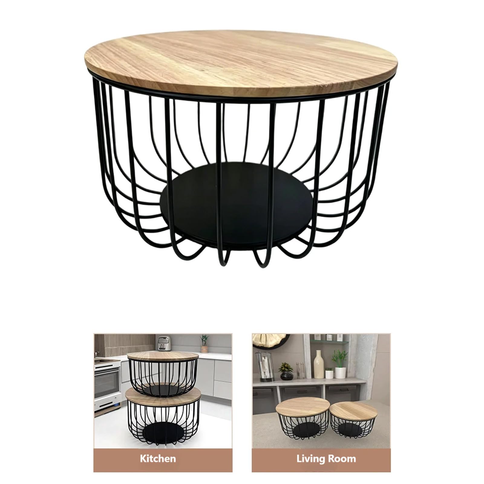 Set cesto di frutta con coperchi in legno