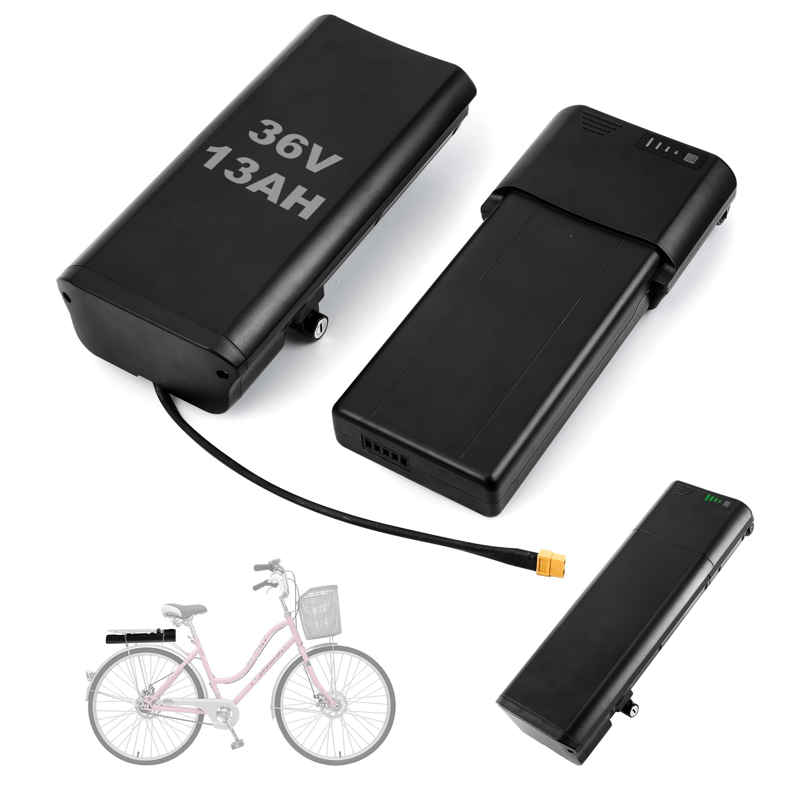 Batteria 36V 13Ah per E-Bike da Portabagagli con Caricatore, per Bici Elettriche MIFA, Rehberg, Zündapp, Per Motori da 50W a 250W