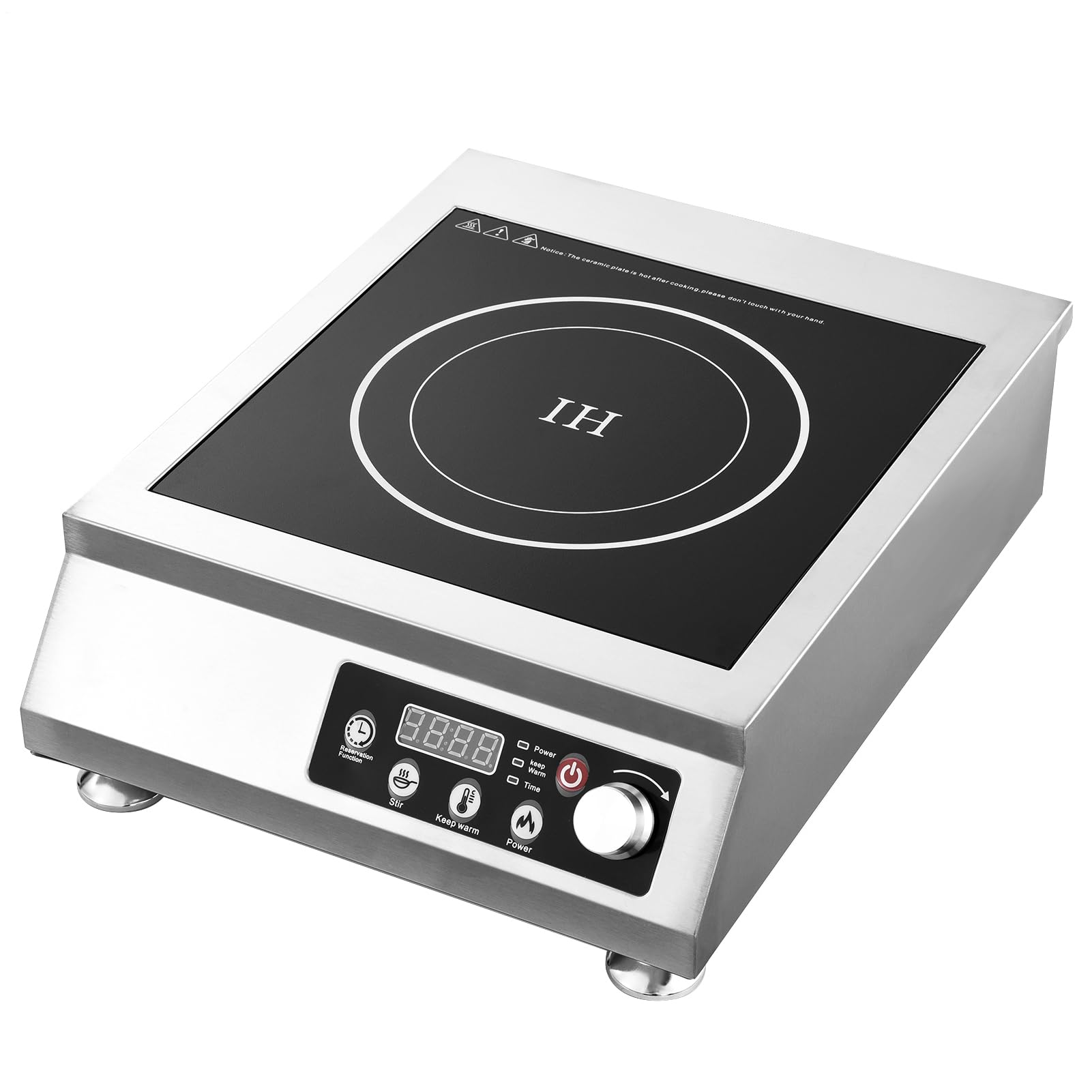 Commercial Induction Cooktop, Electric Cooktop, Single Burner Cooktop LED Touch Control, 3500W Portable Electric Induction Burner Countertops Burner With LCD Screen And Timer, 8 Power Levels