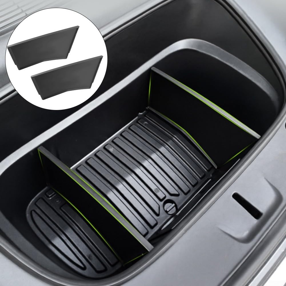 Divisorio portaoggetti per bagagliaio anteriore per Tesla Model Y Juniper 2025 | Inserto divisorio per organizer Frunk | Materiale ABS duraturo | Nero | Per una facile installazione | Organizzato