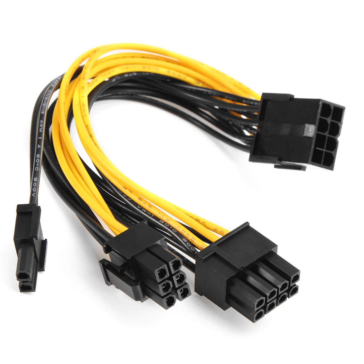 8 pin pci-e to 2 pci-e 8 pin (6pin + 2pin) power splitter cable, pci express power cable connector pc gpu graphics video card wire for graphics card cpu miner-yellow,black