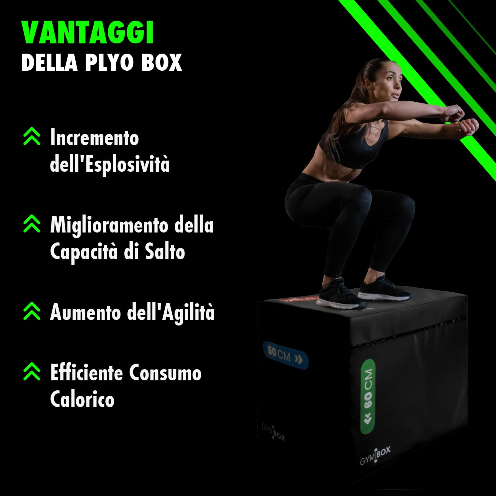 Desipak Plyo Box a 3 Altezze per Allenamento a Casa e Palestra, Jumping Box Pliometrico per Fitness, Box-Squat e Step-up, Capacità 120 kg