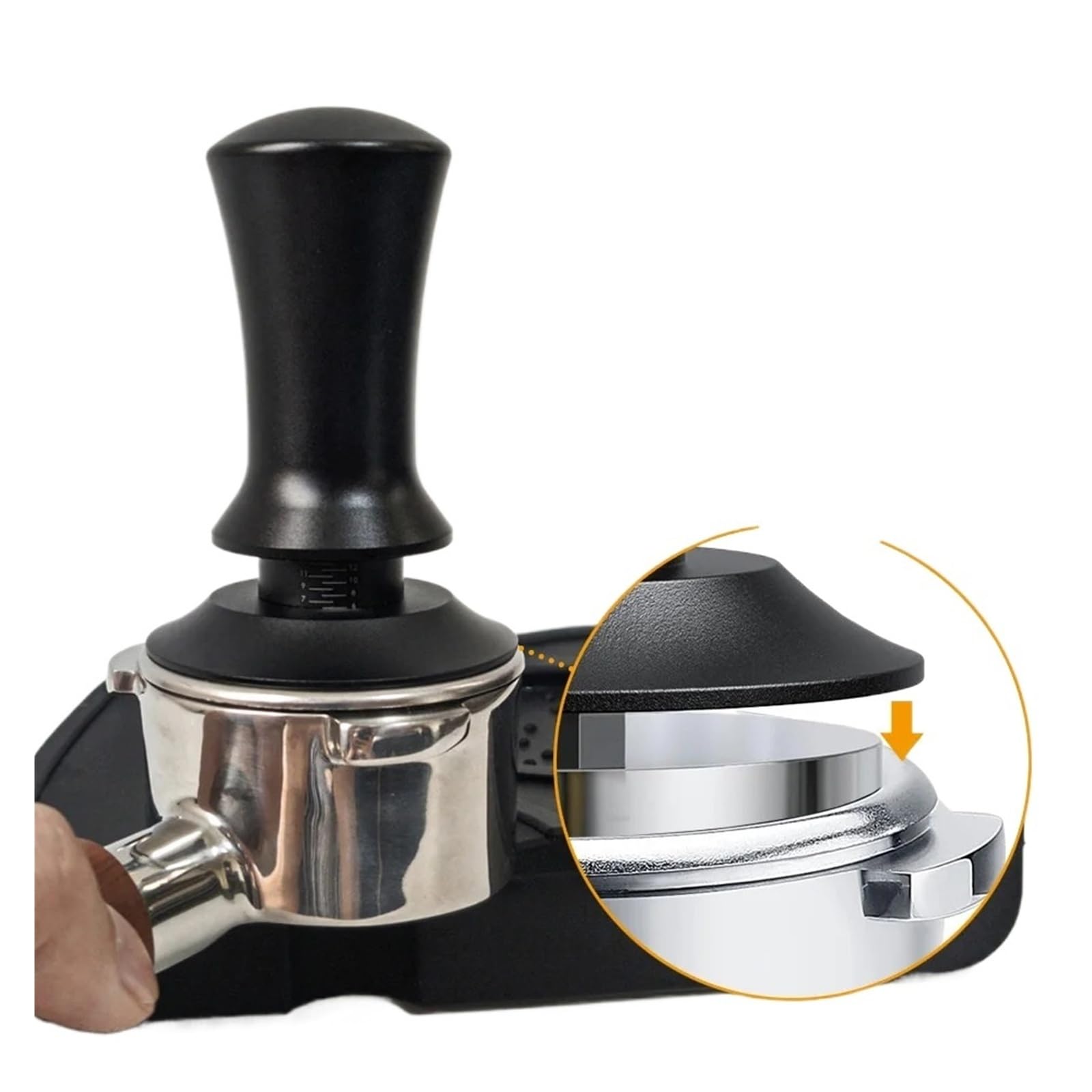 Tamper de café 58mm 54mm 51mm Base ondulada niveladora presión constante calibrado resorte cargado herramientas de Barista accesorios de Espresso(Rounded 58mm)