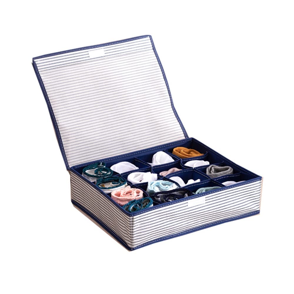 Organizador de almacenamiento de guardarropa 2 piezas Caja de almacenamiento de calcetines Caja organizadora de corbatas Almacenamiento en el hogar para sujetador, calcetines, bufandas (Color : Blue