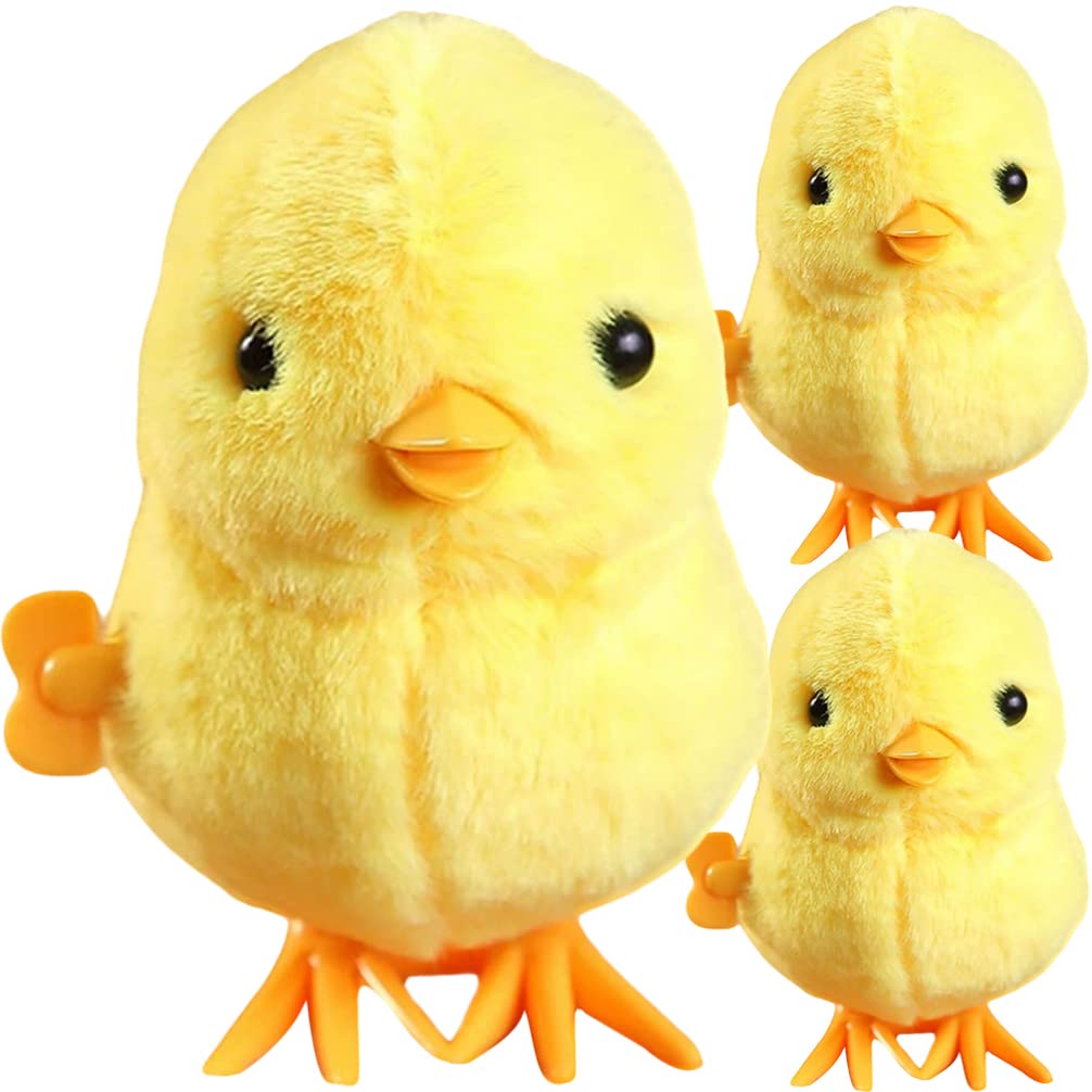 Toddmomy 3 Pcs Wind Up Chick Toys Fluffy Jumping Cute Chicken Plush Chicks Toys for Kids Party Favors Yellow