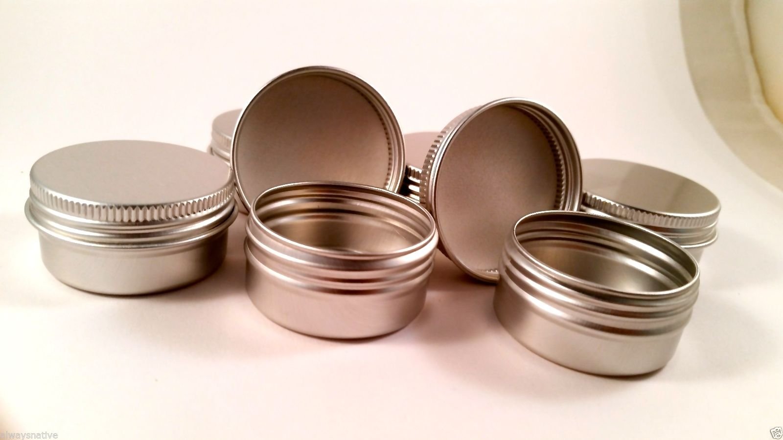 Screw Top Round Aluminum Tins, 1/2oz (24 Per Pack)