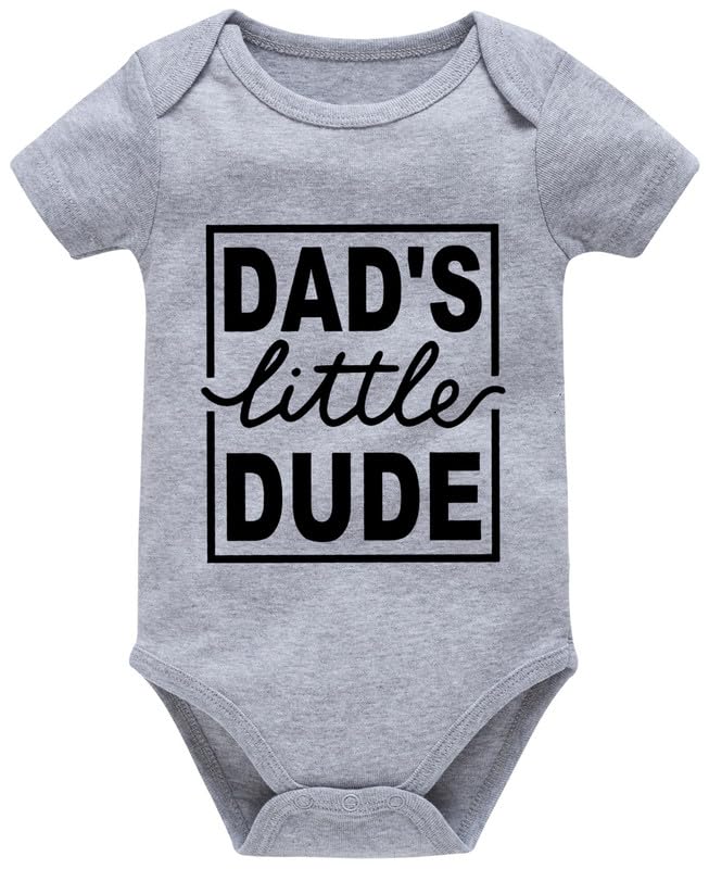 Image of Viuluti Dad's Little Dude Baby Romper Funny Infant Boys Girls One-piece Newborn Daddy Outfit Baby Bodysuits Daddy