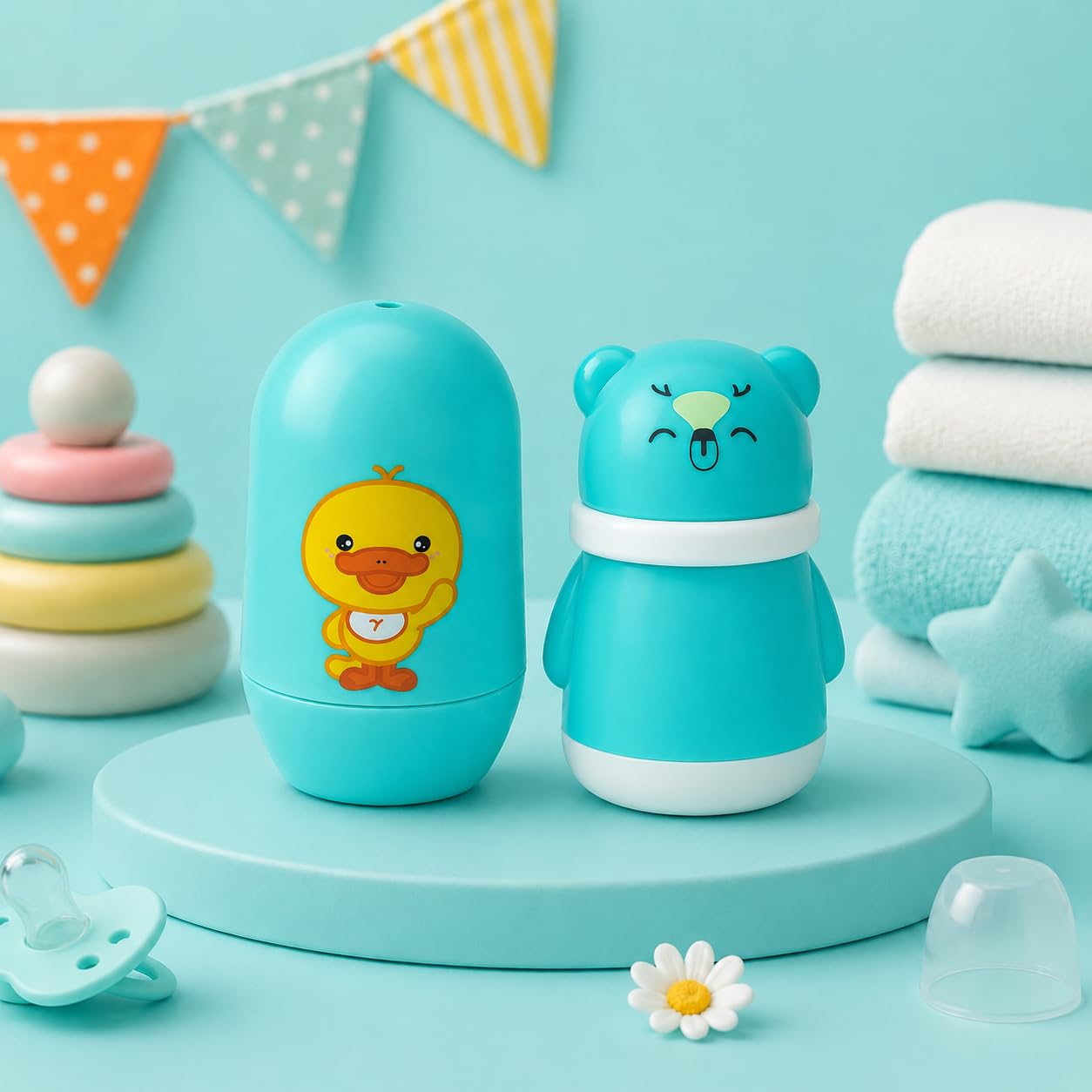 The Cheeky Kidzz Baby Grooming Nail Care Kit with Cute Design Talcum Powder Puff Container & Protective Travel Case BPA Free for Babies (Design 60)-image-44