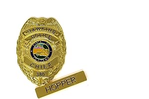 Chief Hopper Costume Hawkins Police Badge and Name Tag Prop Replica - Stranger Costume