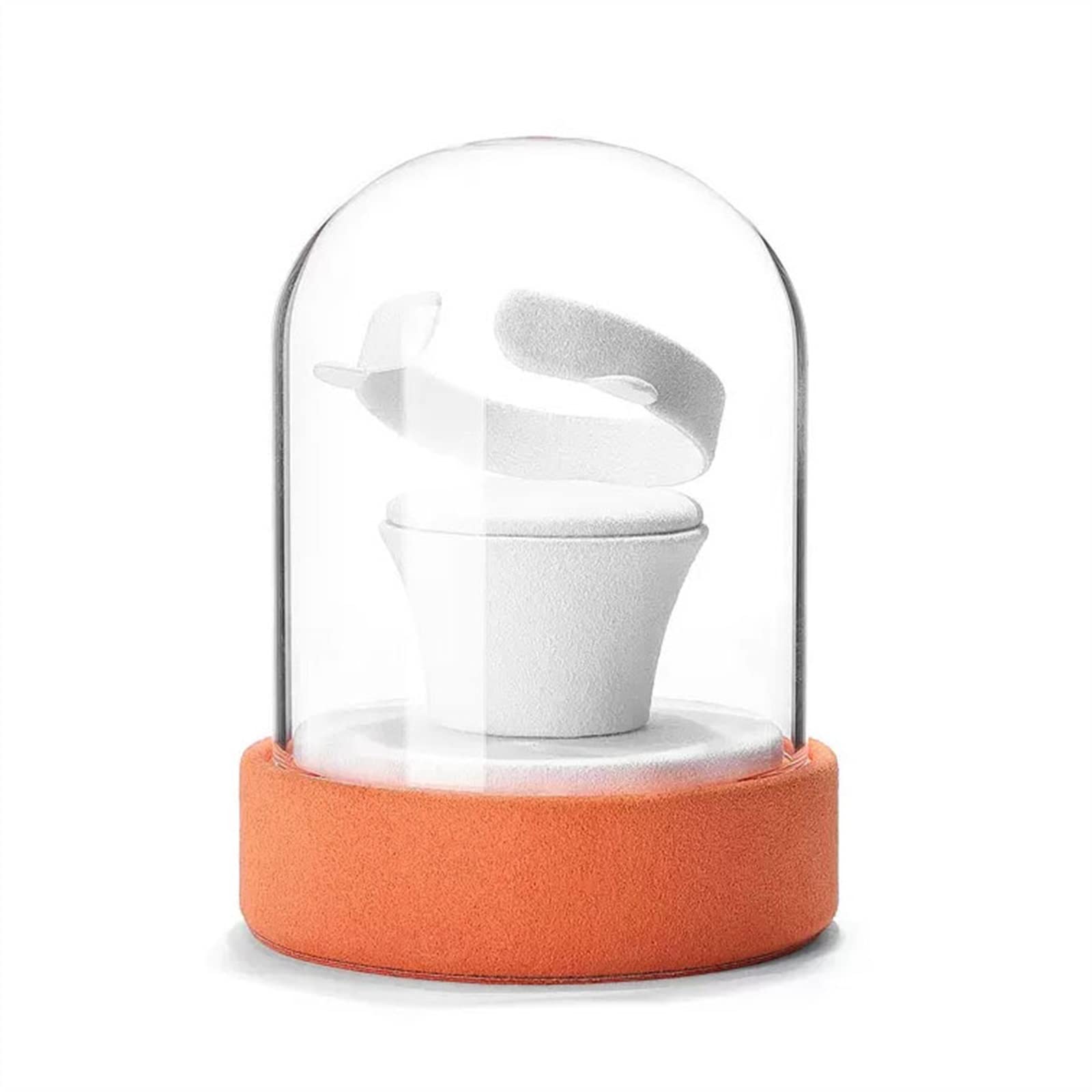J9V4G6S3B5 Jewellery Storage Bracelet Holder Velvet Jewelry Organizer Stand and Display with Glass Lid Decorative for Show Selling(Orange)