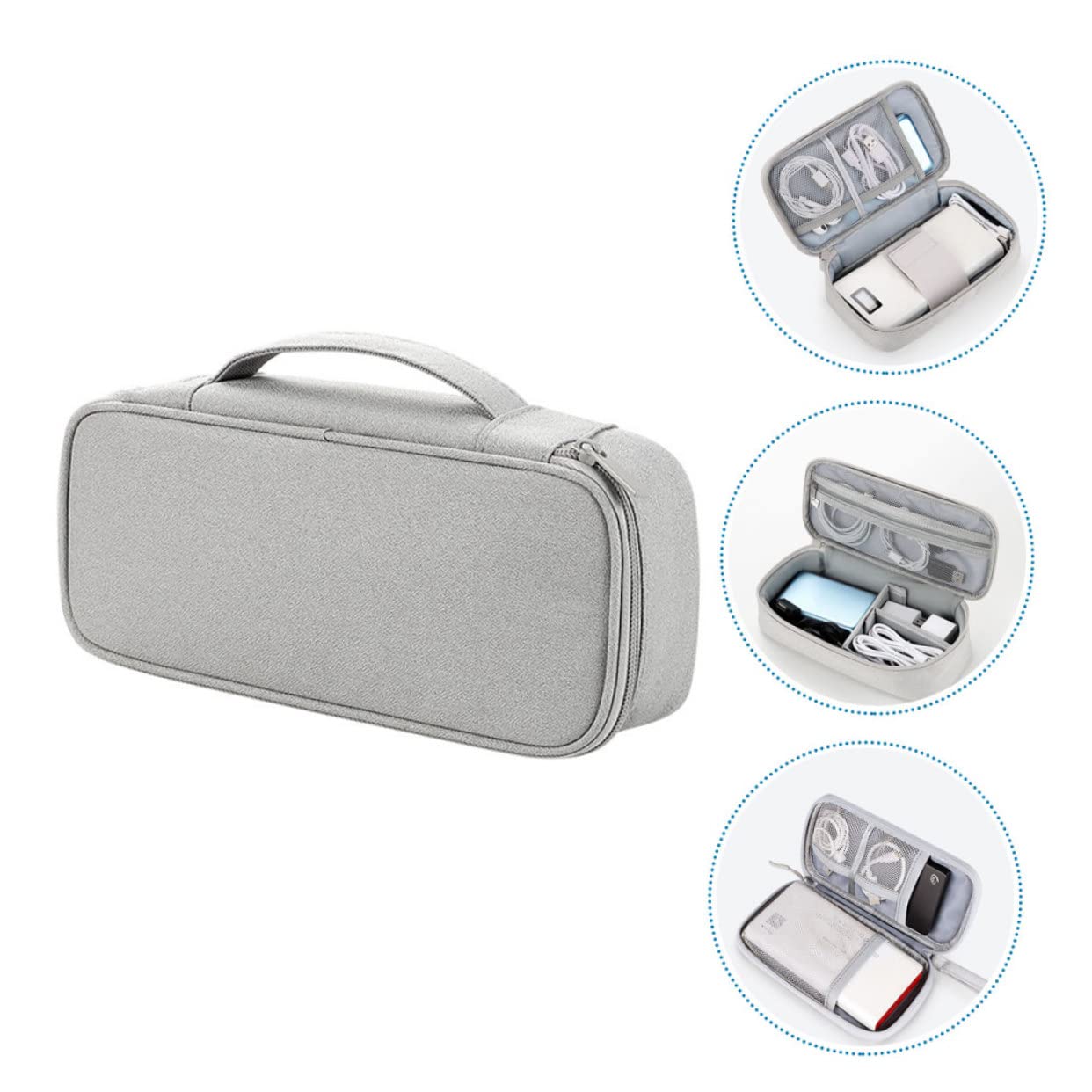 3 Pezzi Organizer Elettronico per Accessori Digitali Custodia da Viaggio Grande Grigia Elegante per Cavi Dati Caricabatterie e Hard Disk Borsa Portatile Protettiva e Compatta con