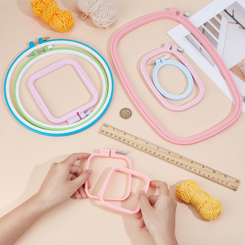 OLYCRAFT 7 set di Telai Da Ricamo In Plastica di 7 misure per Lavori Fai Da Te Cucito Ricamo Progetti Ricamati Kit per Punto Croce Telaio Rettangolare per Ricamo per Appassionati di Artigianato