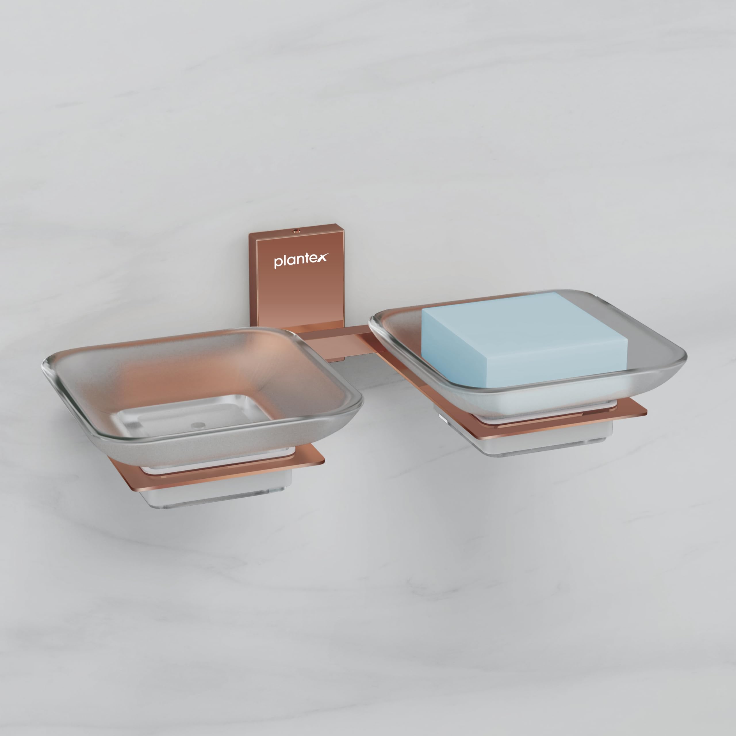 Plantex 304 Grade Stainless Steel Frosted Glass Double Soap Holder/Soap Stand/Dual Soap Dish for Bathroom/Bathroom Accessories - Pack of 1 (Crystal, PVD Rose Gold) (B0CWXSJ8LT) Amazon Price History, Amazon Price Tracker