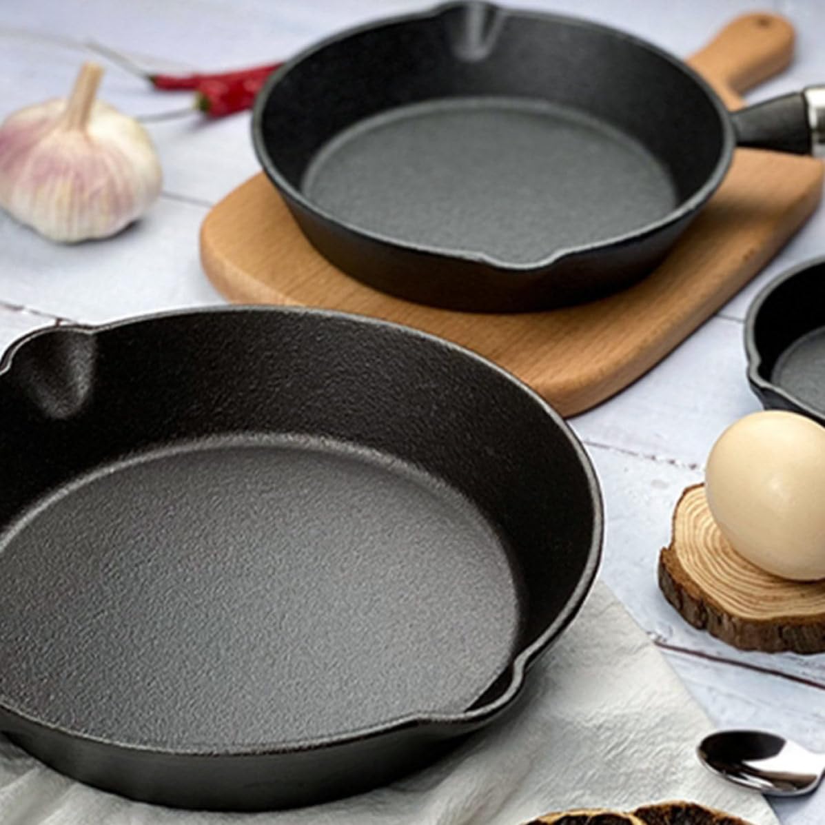 Kleiner Bratpfanne Schwarz Pfanne mit Glatter Oberfläche aus Eisen Multifunktionale Küchenutensilien für Haushalt zum Wandern und Picknick