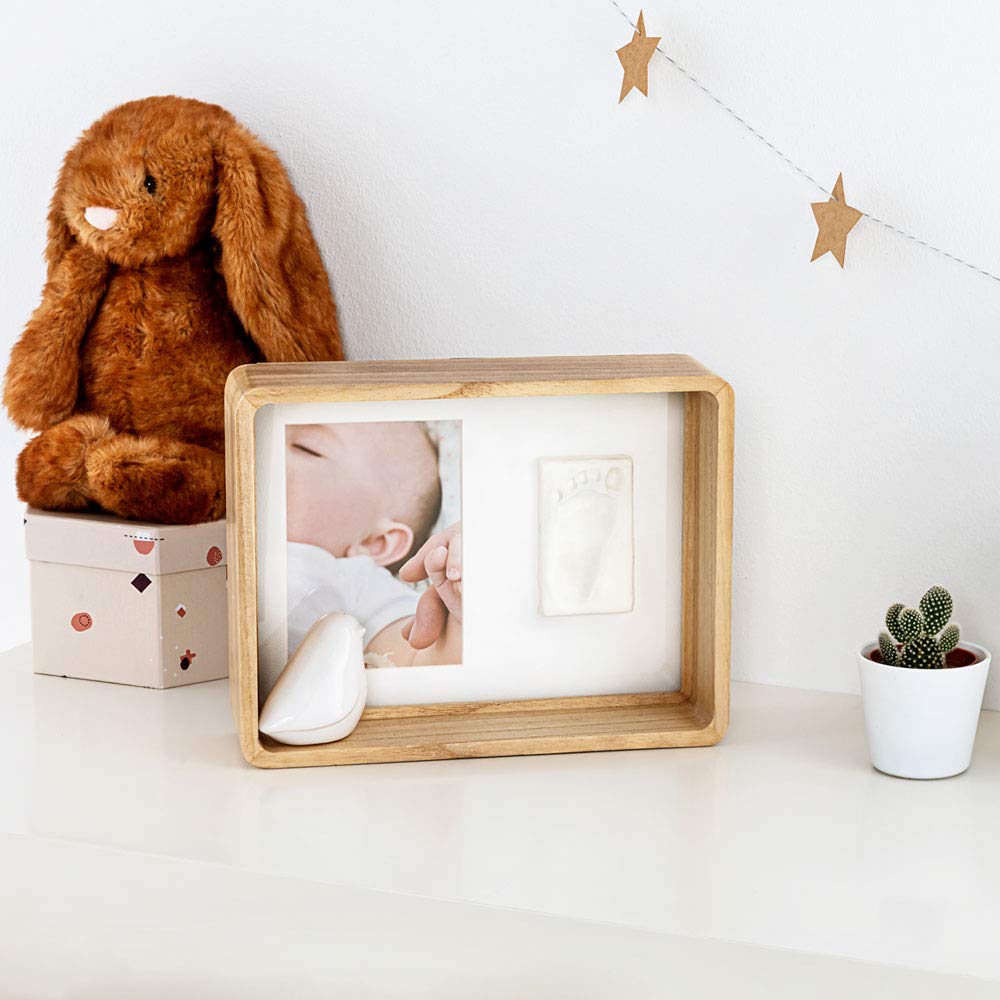 Baby Art My Sweet Print Marco de fotos de madera con kit de huellas de bebé, portafotos para bautizo, original idea de regalo para nacimiento, color madera