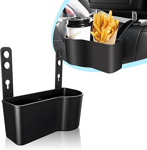 Soporte de comida para asiento trasero de automóvil, soporte para reposacabezas negro, soporte para tazas doble, organizador de respaldo de asiento