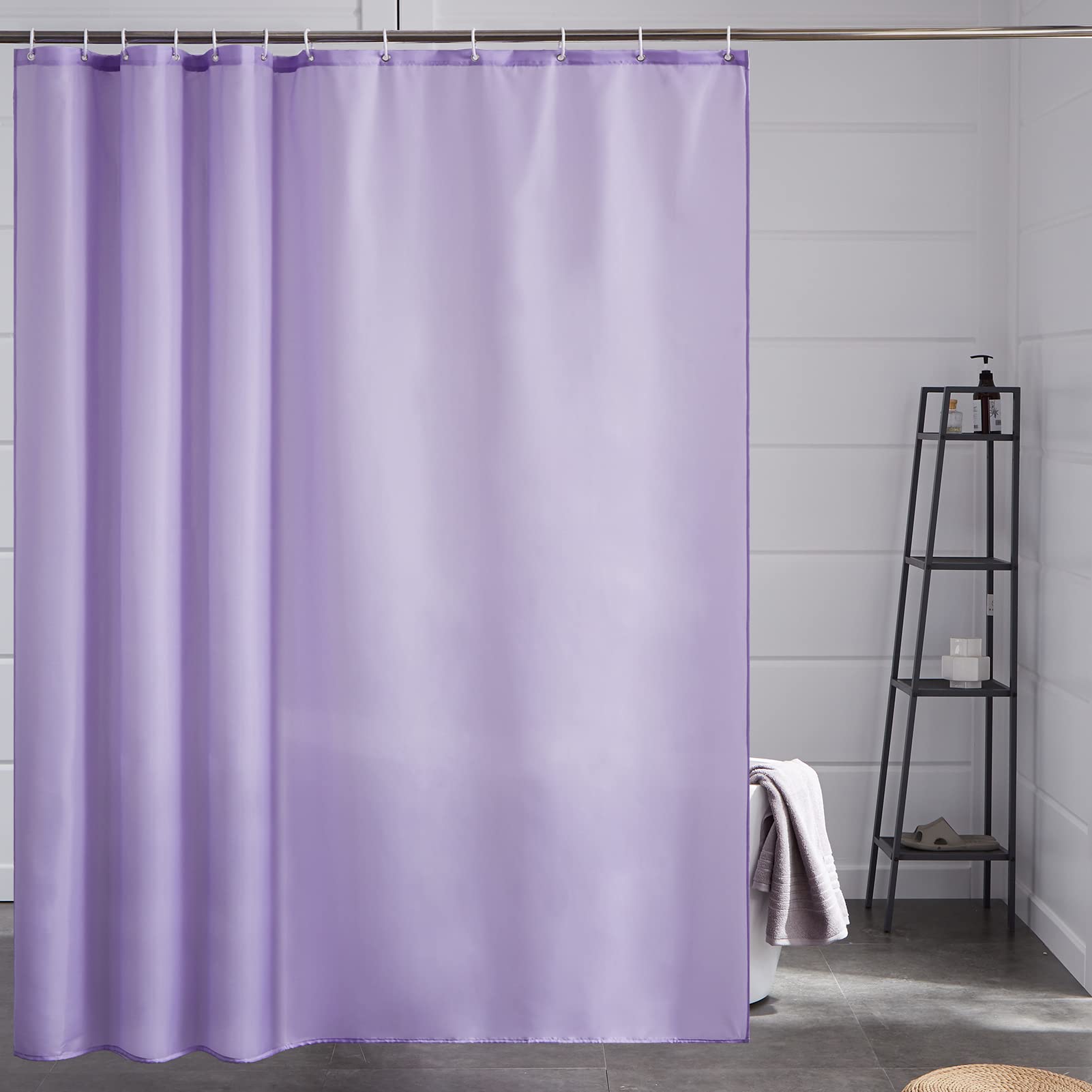 Furlinic Tenda Doccia Antimuffa Tessuto in Poliestere Grande Tende Doccia Impermeabile Lavabile Viola Tenda Vasca da Bagno con 12 Ganci 200x200cm.