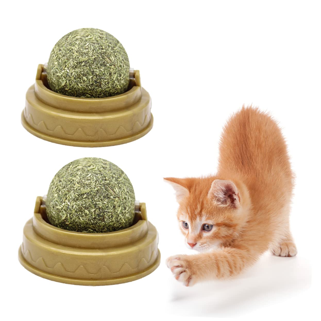 Sosoport 8pièces à Liker pour Catnip Naturel Jouets Muraux Rotatifs Leaf pour Nettoyage Dents Fournitures pour Petits Animaux Vert
