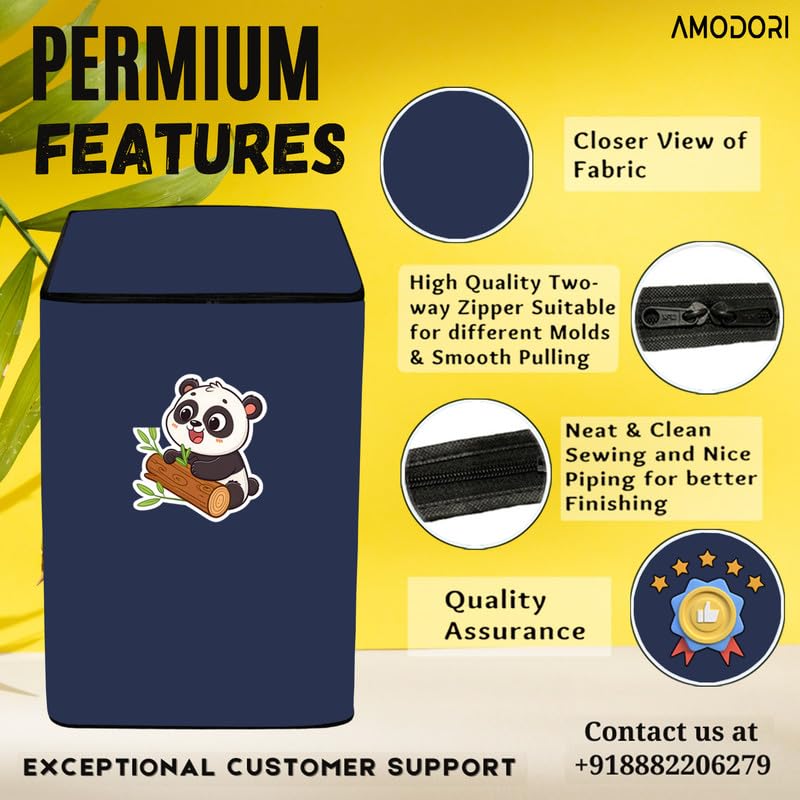 Image of Waterproof Top load washing machine cover Compatible for LG & SAMSUNG 8.5 Kg to 10KG Solid Blue bear playing print