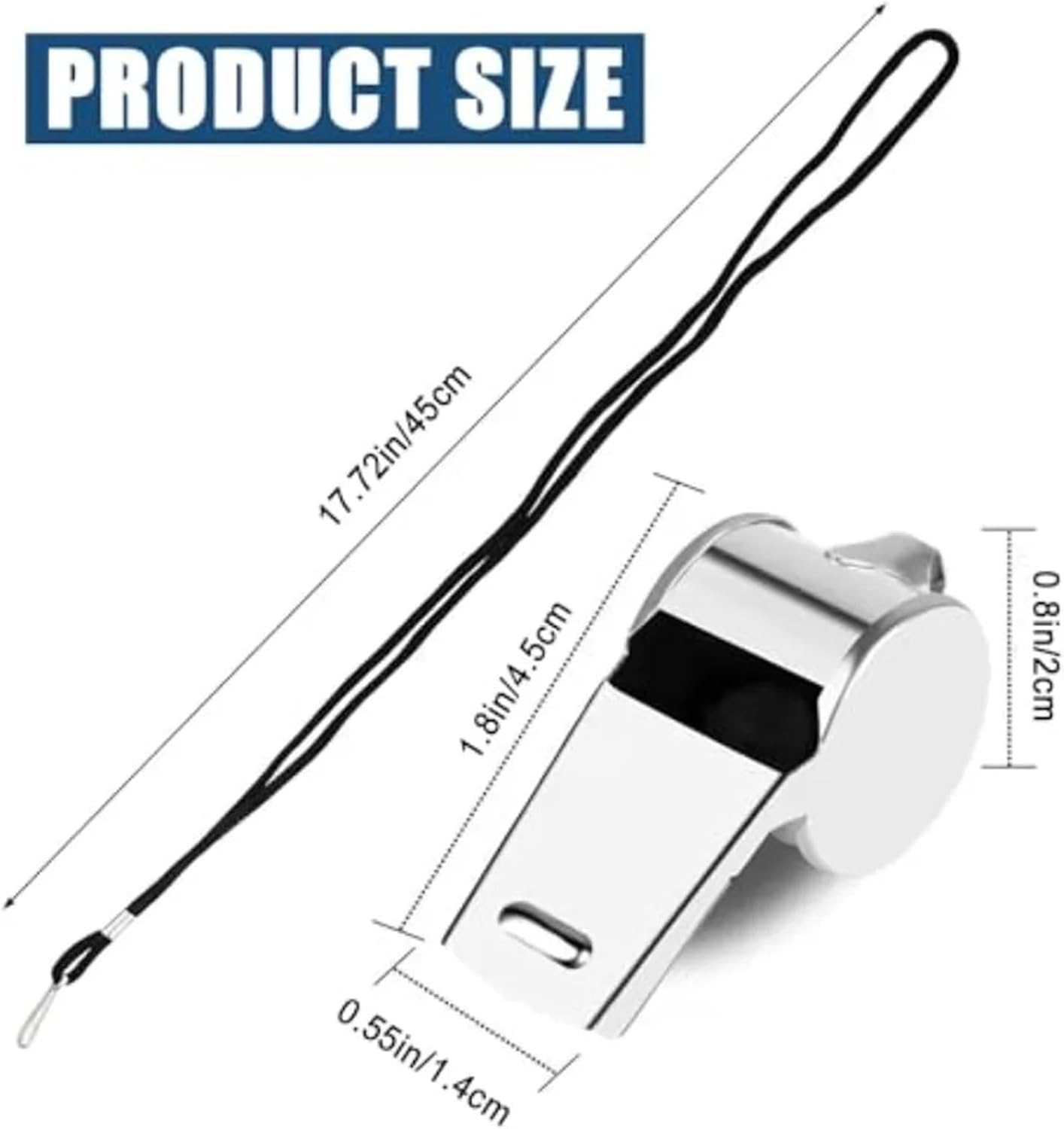 6 Pcs WhistleStainless Steel Sports Whistle with Lanyard