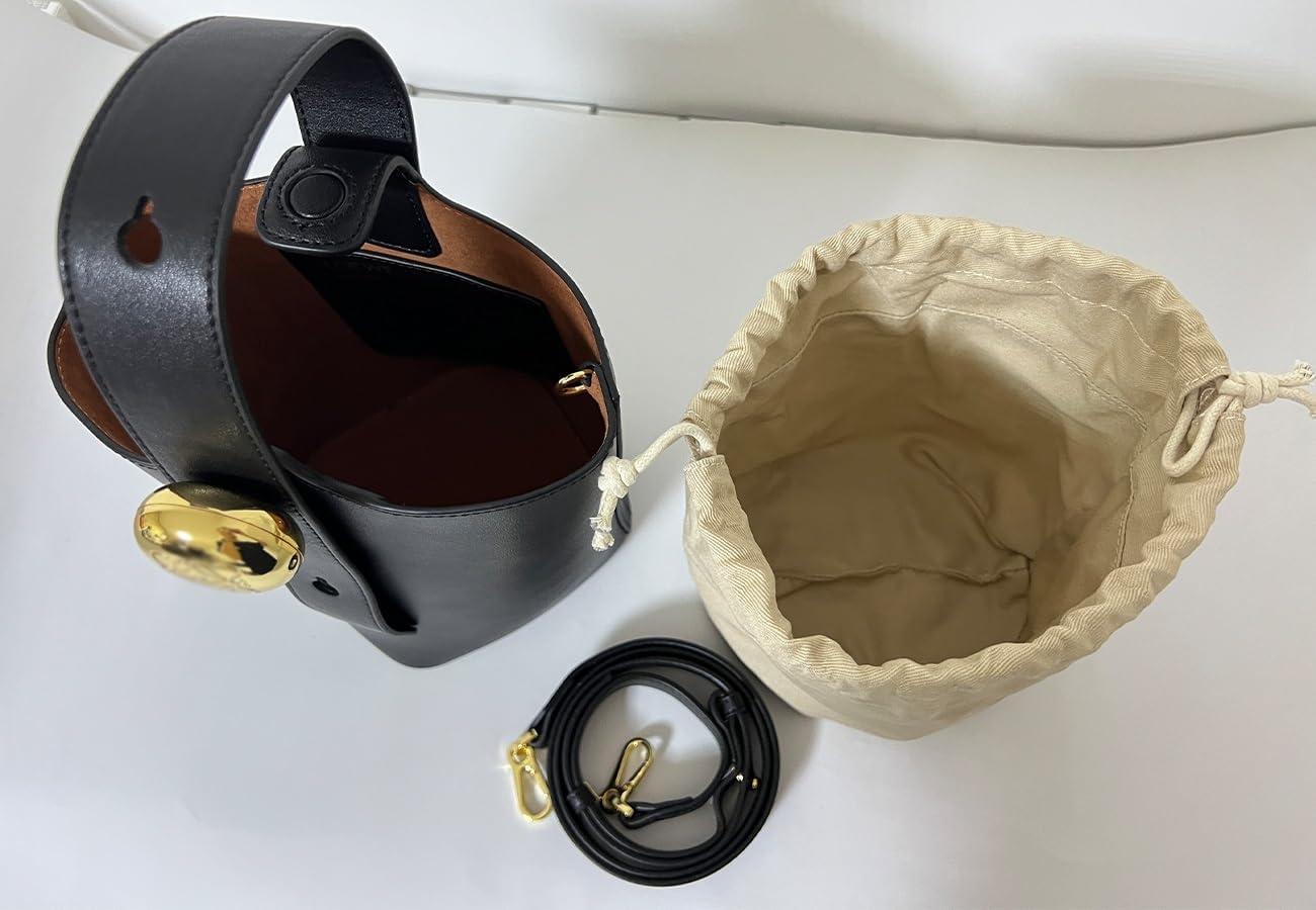 Women's Leather Bucket Bag, Adjustable Strap Crossbody Shoulder Purse, Fashion Hobo Tote Handbag for Daily Travel - Image 5