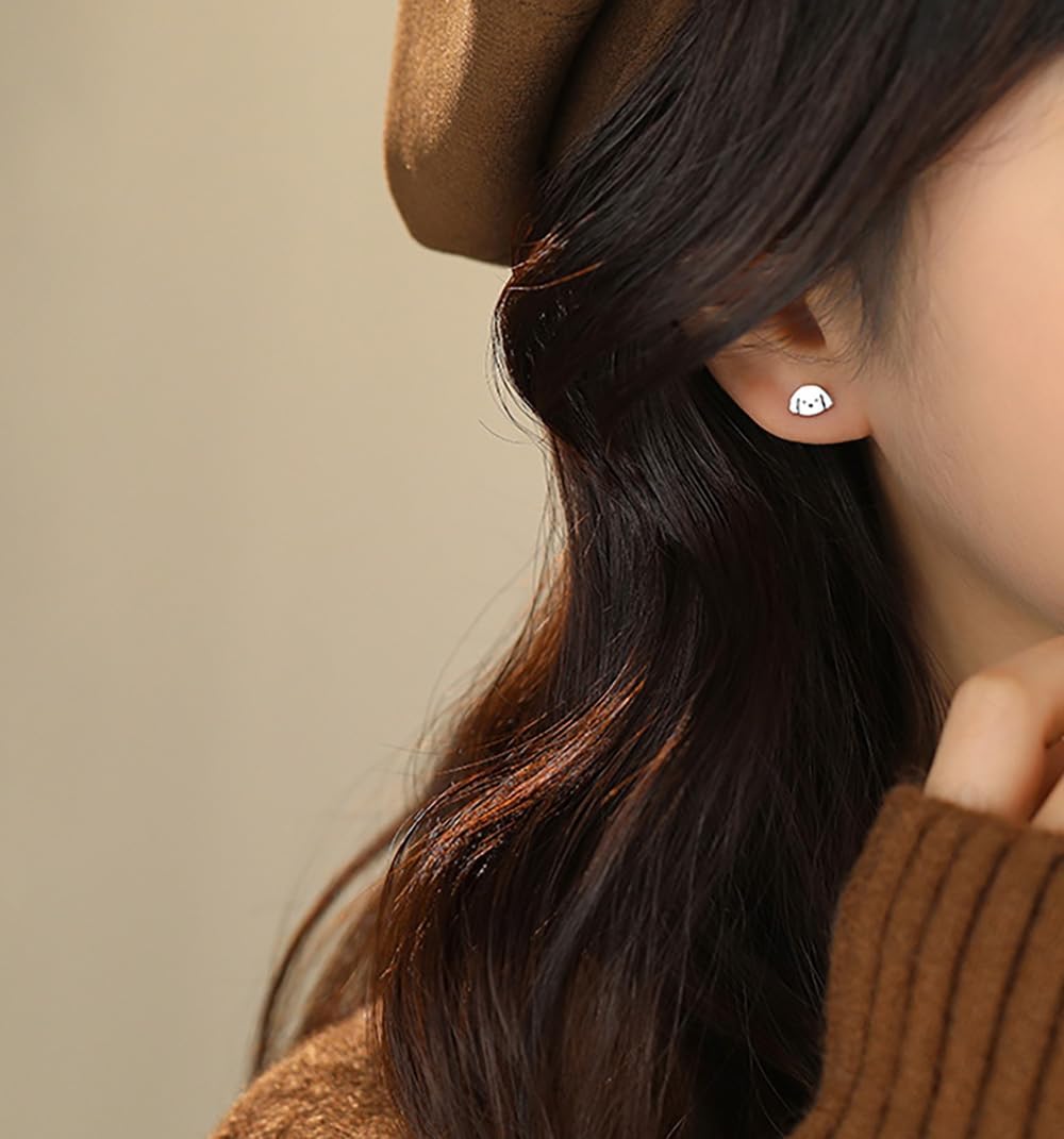 Cute Puppy Mini Stud Earrings 925 Sterling Silver Tiny Dog Animal Pet Cartilage Tragus Small Studs Earrings Hypoallergenic Lovely Birthday Jewelry for Women Daughter - Image 2