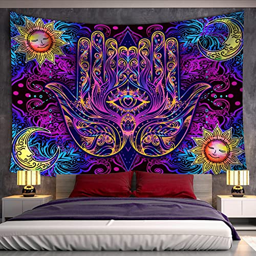 Color Duty Hamsa Hand Tapestry Wall Hanging 80X60In Sun Moon Tapestries Colorful Boho Hippie Tapestry For Bedroom Living Room Dorm Gtlscd15 #TOP3