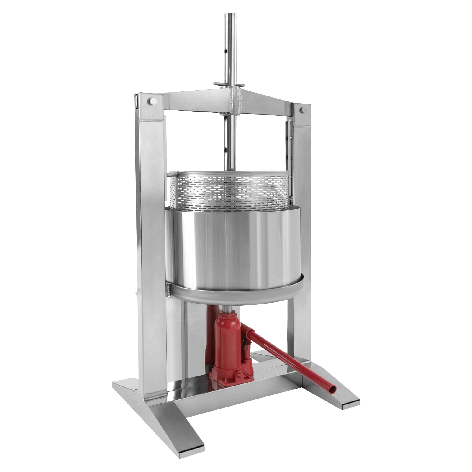 20 L/5.28 Gal Fruit Wine Press Machine, Commercial Stainless Steel Manual Barrels Press Machine with Hydraulic Jack and Leaky Bucket & Splash-proof Bucket for Grapes Citrus and Oranges Press