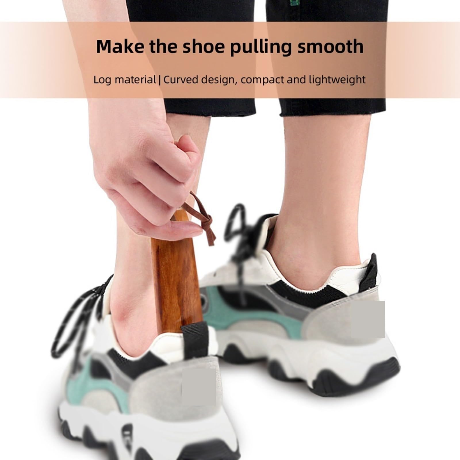 Zapato con mango largo, calzador Unisex forma de cuchara y