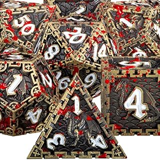 D&D Dice Set ARUOHHA Dungeons and Dragons Dice with Gift Box, DND Metal Dice Set D + D Large Polyhedral Dice for MTG Pathfinder RPG Board Games Role Playing Dice D and D Dice D20 D12 D10 D8 D6 D4