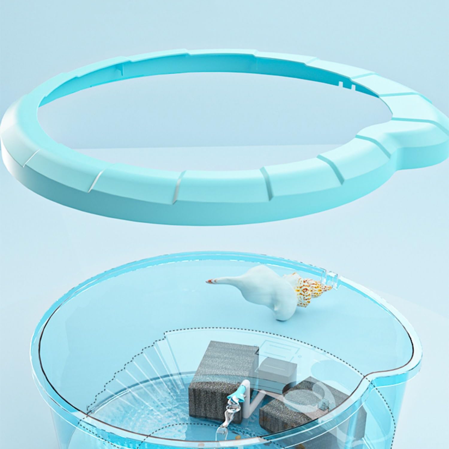 Acquario per Pesci Acquario for Tartarughe con Scatola di Alimentazione for Solarium, può Essere piantato Piante acquatiche Acquario for Piccole Famiglie Rotondo Trasparente Acquari(Grande)