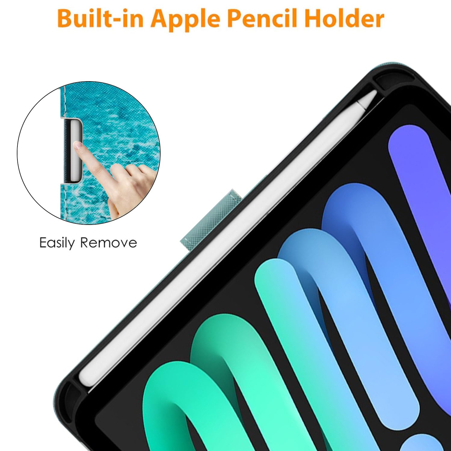 iPad mini A17Pro＋Pencil Pro＋Smart Folio YUNHOTIC Case for iPad mini 7 A17 Pro & iPad mini 6 (2024/2021