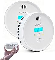 Vista 1 de Detector de humo y monóxido de carbono con pantalla digital, vida útil de 10 años con batería de litio reemplazable, alarma de incendio