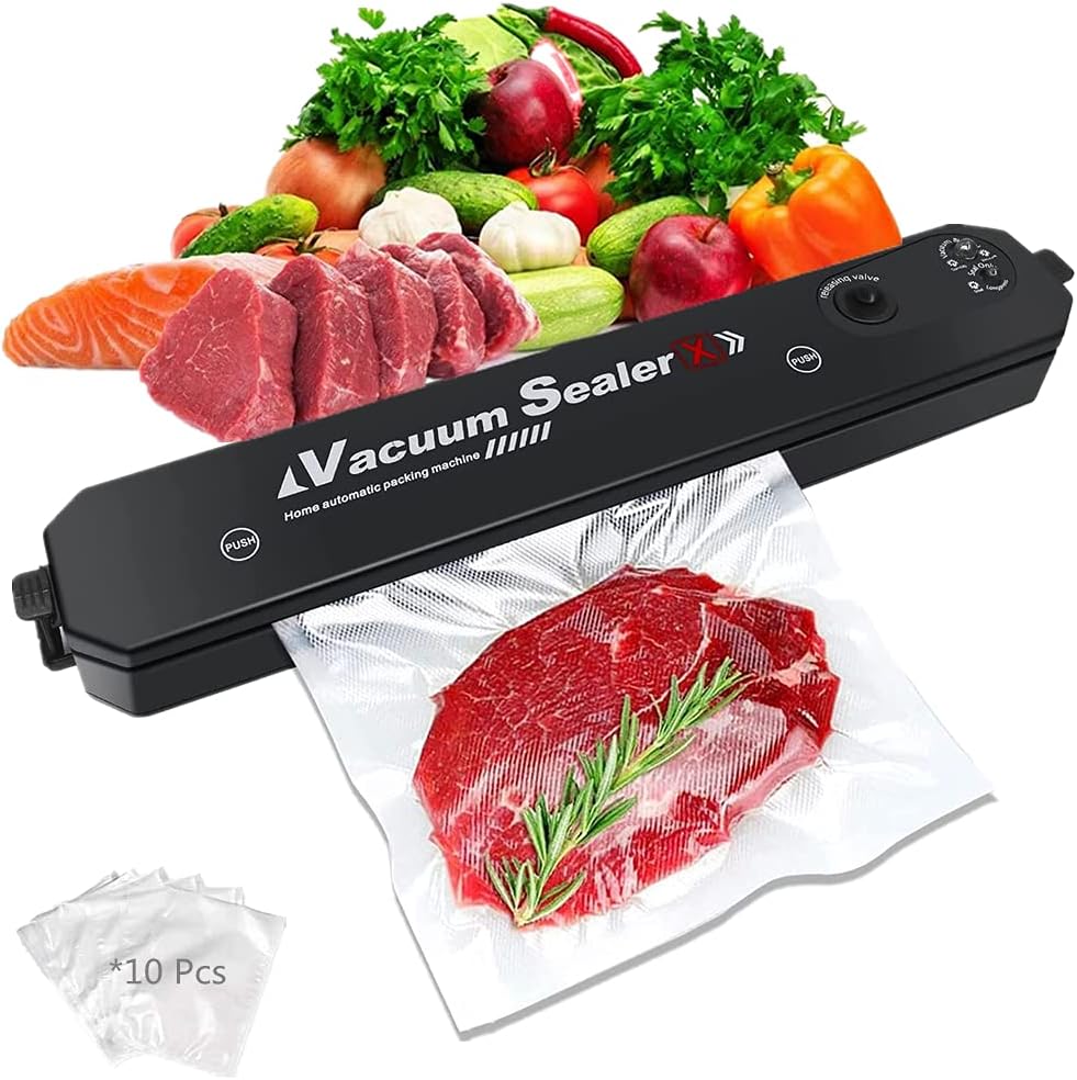 HXDream Vacuum Sealer, Automatic Food Saver Vacuum Sealer Machine for Food Preservation, Dry & Moist Food Modes, Easy to Clean, Led Indicator Lights(Contains 20 vacuum sealed bags)