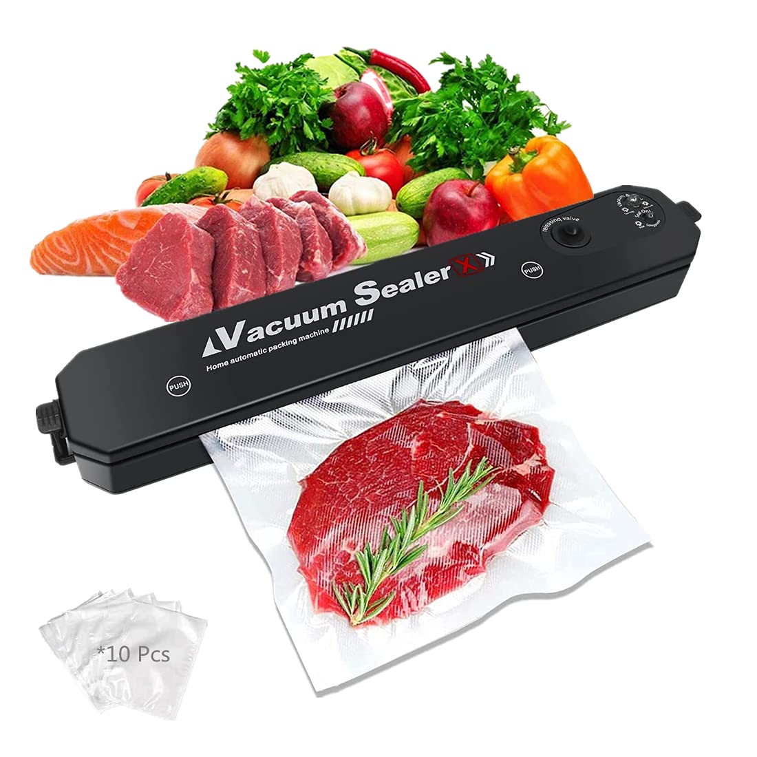 HXDream Vacuum Sealer, Automatic Food Saver Vacuum Sealer Machine for Food Preservation, Dry & Moist Food Modes, Easy to Clean, Led Indicator Lights(Contains 20 vacuum sealed bags)