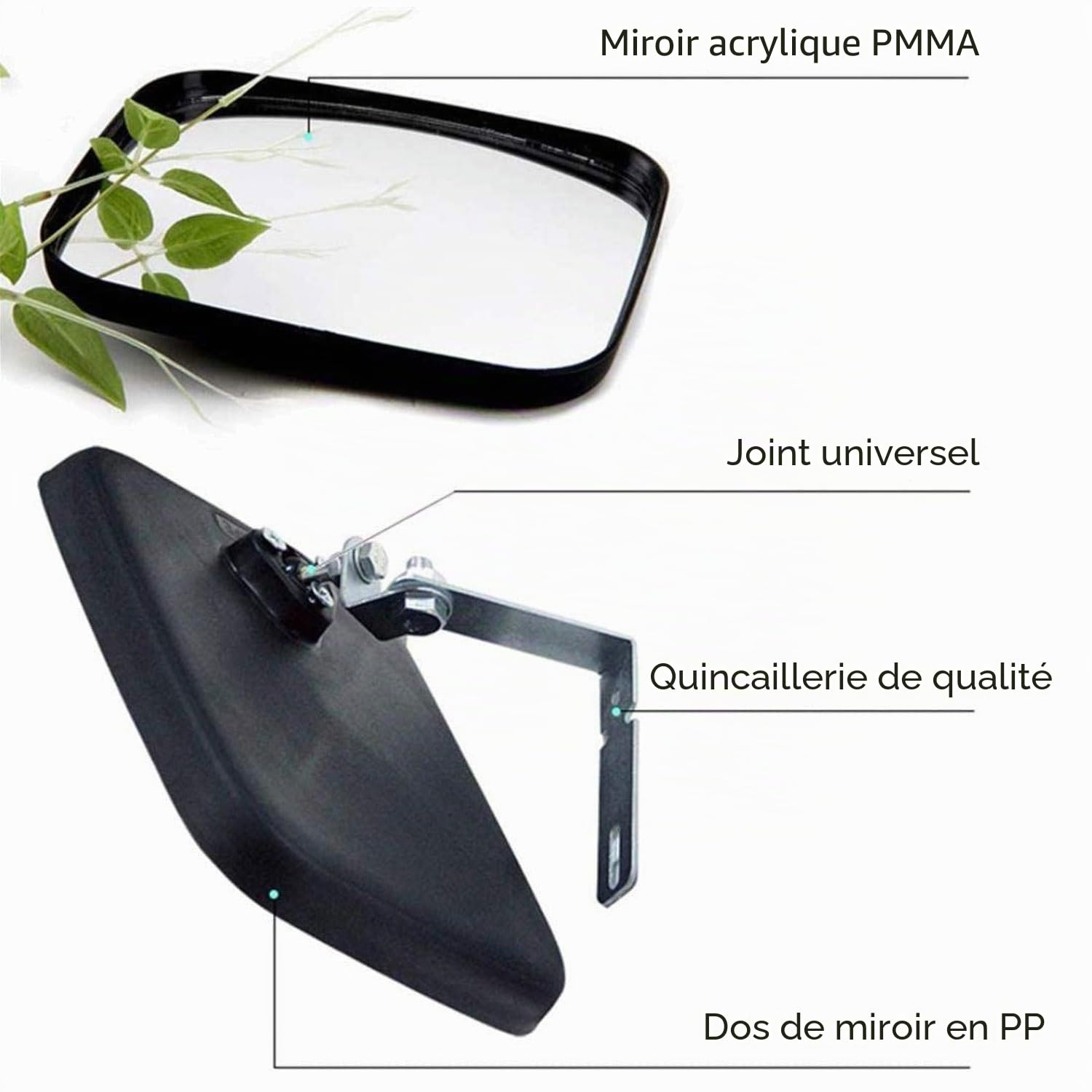 Miroir de circulation grand angle de sécurité convexe pour la famille, pour l'allée, la garage, l'hôpital, le parking, sécurité routière, point unique, intérieur et extérieur, 16 * 19 cm (20
