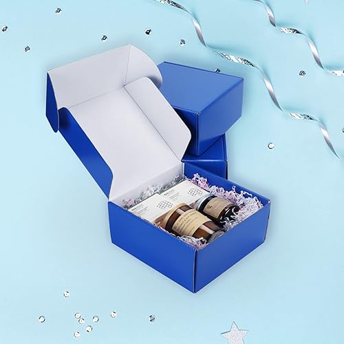 Miniatura 2 de PHAREGE - Cajas de envío de regalo de 8 x 8 x 4 pulgadas, paquete de 25 cajas de correo azules con pestañas de bloqueo para embalaje de pequeñas