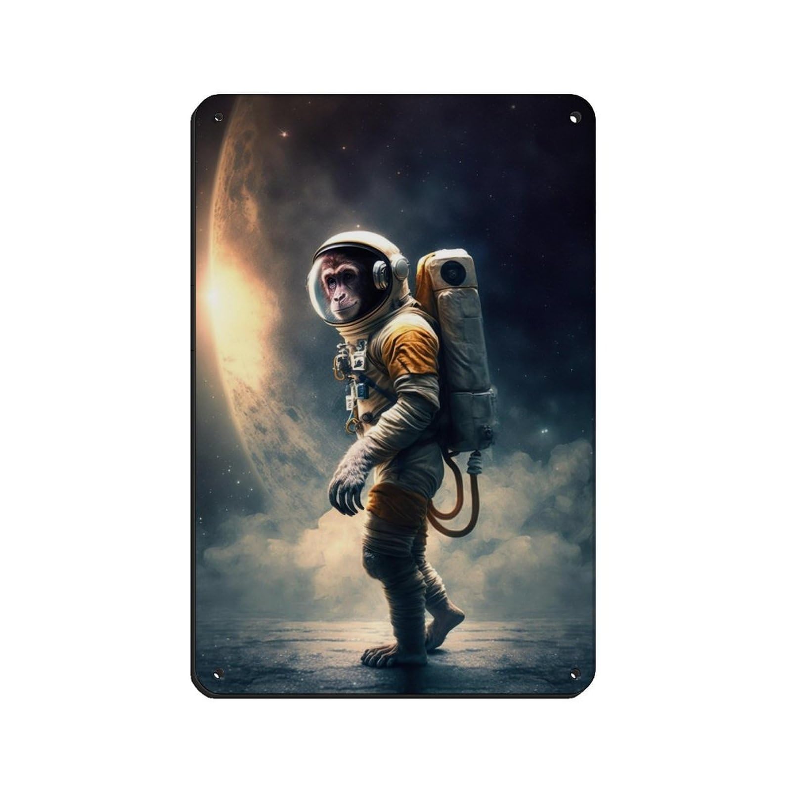 Lxwnze 20L X 30W Cm Astronaut Monkey, Futuristic Animal（2） Tin Sign Vintage Metal Pub Club Cafe Bar Home Wall Art Decoration Poster Retro 8X12inch(20X30cm)