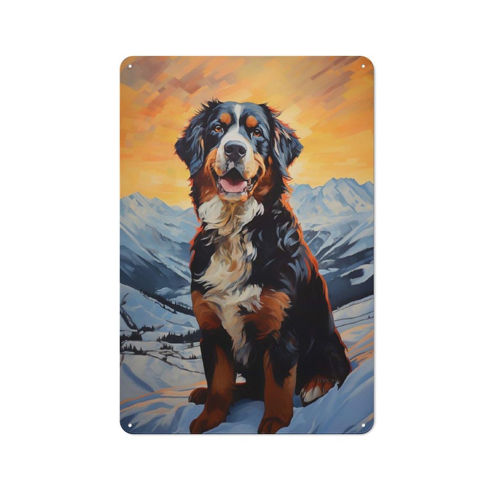 Junmoney Style-11 Tin Wall Plaque 30X20cm With Bernese Mountain Dog For Workshop Wall, With Clear Retro Wall Decor Character